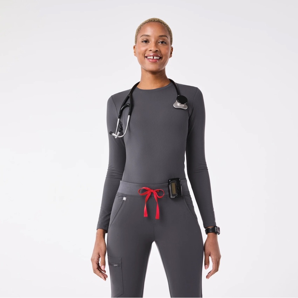 Figs Charcoal Long Sleeve Bodysuit